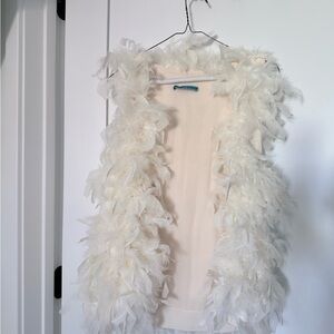 Alice + Olivia Cream Feathered Vest
